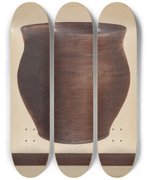 Triptych art skateboard deck of Nicholas Amantea Stoneware Jar by Nicholas Amantea (1900-1978)