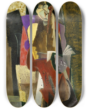 Triptych art skateboard deck of Max Weber The Cellist by Max Weber (1881-1961)