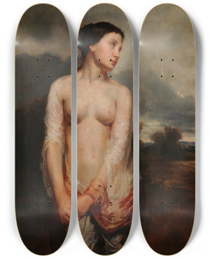 Triptych art skateboard deck of Thodore Chassriau La Captive by Theodore Chasseriau (1819-1856)