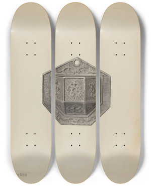 Triptych art skateboard deck of Amelia Tuccio And Gordon Sanborn Match Safe by Amelia Tuccio And Gordon Sanborn