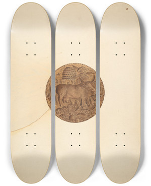 Triptych art skateboard deck of Michael Riccitelli Butter Mold by Michael Riccitelli