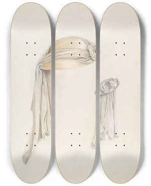 Triptych art skateboard deck of Lucien Verbeke White Satin Hat by Lucien Verbeke