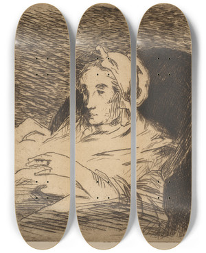 Triptych art skateboard deck of Douard Manet The Convalescent Suzanne Manet by douard Manet (1832-1883)