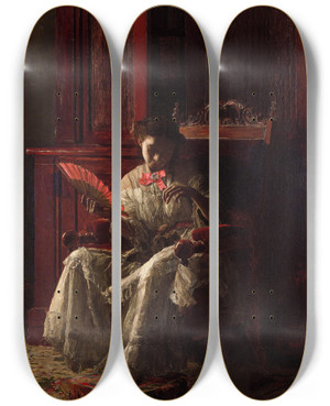 Triptych art skateboard deck of Thomas Eakins Kathrin by Thomas Eakins (1844-1916)