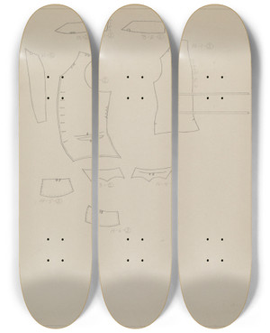 Triptych art skateboard deck of Henry De Wolfe Suit Pattern_2 by Henry De Wolfe