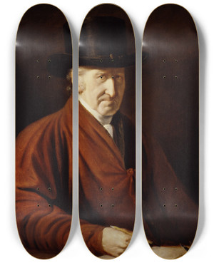 Triptych art skateboard deck of Benjamin West Selfportrait by Benjamin West (1738-1820)