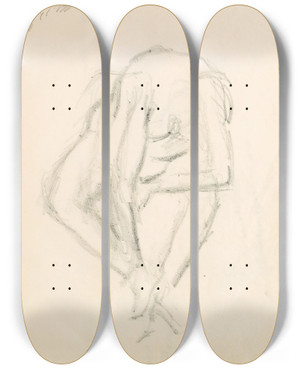 Triptych art skateboard deck of Edgar Degas Figure Studies 2 by Edgar Degas (1834-1917)