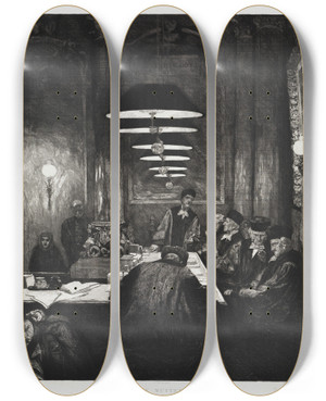 Triptych art skateboard deck of Max Klinger Eine Mutter Iii Dramen Opus Ix Blatt 5 by Max Klinger (1857-1920)