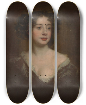 Triptych art skateboard deck of Sir Peter Lely Study For A Portrait Of A Woman by Sir Peter Lely (1618-1680)