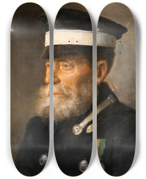 Triptych art skateboard deck of Frans Schwartz Jns The Teamster by Frans Schwartz (1850-1917)