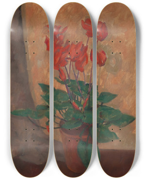 Triptych art skateboard deck of Roger Fry Cyclamen by Roger Fry (1866-1934)