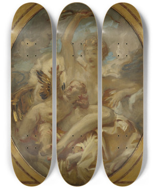 Triptych art skateboard deck of John Singer Sargent Venus And Cupid by John Singer Sargent (1856-1925)