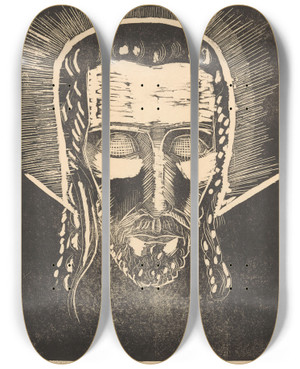 Triptych art skateboard deck of Lodewijk Schelfhout Hoofd Van Christus Met Aureool by Lodewijk Schelfhout (1881-1943)