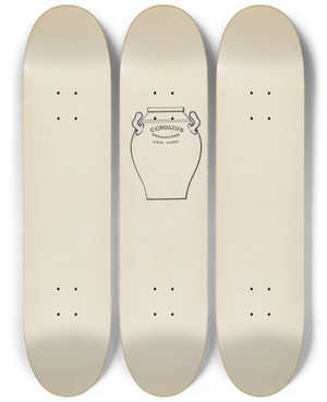 Triptych art skateboard deck of Charles Caseau Jar_14 by Charles Caseau (1880)