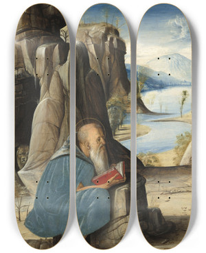 Triptych art skateboard deck of Alvise Vivarini Saint Jerome Reading by Alvise Vivarini (1445-1505)
