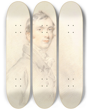 Triptych art skateboard deck of Sir Thomas Lawrence Benjamin Rouse Junior by Sir Thomas Lawrence (1769-1830)