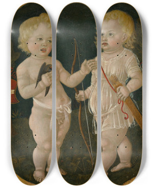 Triptych art skateboard deck of Matteo Di Giovanni Two Putti by Matteo di Giovanni (1425-1495)