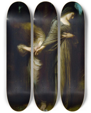 Triptych art skateboard deck of Arthur Hacker Vale Farewell by Arthur Hacker (1858-1919)