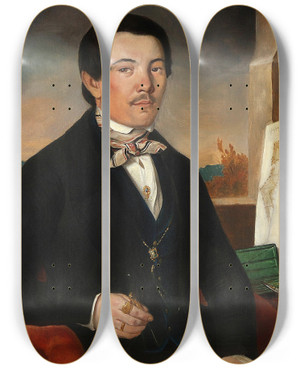 Triptych art skateboard deck of Adam Brenner Portrt Eines Architekten by Adam Brenner (1800-1891)