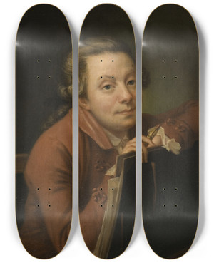 Triptych art skateboard deck of Pehr Hillestrm Selfportrait_2 by Pehr Hillestrom (1732-1816)