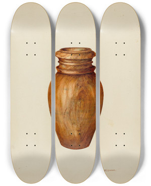 Triptych art skateboard deck of Peter Connin Maple Vase by Peter Connin
