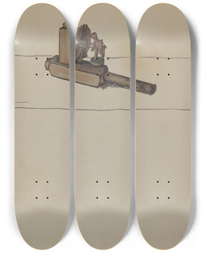 Triptych art skateboard deck of Stewart Wheeler Pa German Whistle by Stewart Wheeler