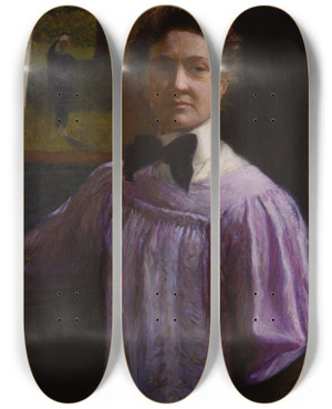 Triptych art skateboard deck of Lilla Cabot Perry Selfportrait by Lilla Cabot Perry (1848-1933)