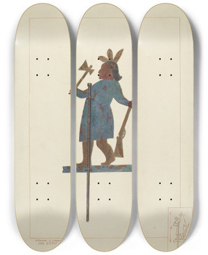Triptych art skateboard deck of Edward L Loper Indian Chief Weather Vane by Edward L Loper (1916-2011)