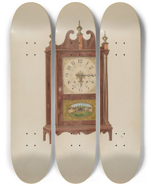 Triptych art skateboard deck of Carl Buergerniss Mahogany Clock by Carl Buergerniss (20-)