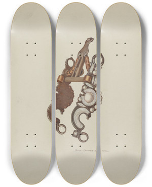 Triptych art skateboard deck of Rose Campbellgerke Spade Bit_2 by Rose Campbell Gerke (1882)
