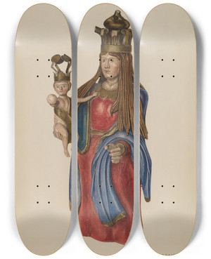 Triptych art skateboard deck of Milton Bevier Virgin And Child by Milton Bevier