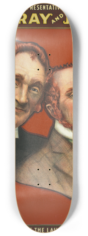 Ackermann-Quigley Litho. Co - Americas representative comedians, Murray and Mack creators of the laughing habit. 8.25 inch art skate deck
