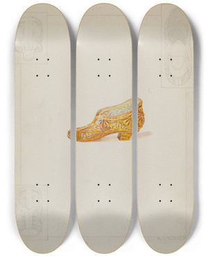 Triptych art skateboard deck of Alfred Walbeck Flower Holder by Alfred Walbeck