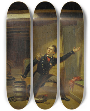 Triptych art skateboard deck of Jacobus Schoemaker Doyer Jan Van Speijk Steekt De Lont In Het Kruit 5 Februari 1831 by Jacobus Schoemaker Doyer (1792-1867)