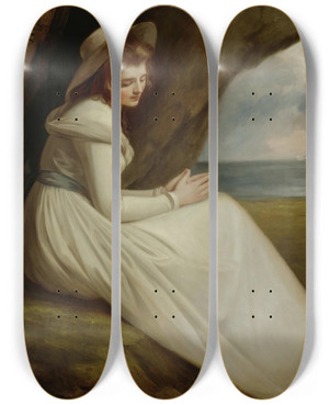 Triptych art skateboard deck of George Romney Emma Hartlater Lady Hamiltonas Absence by George Romney (1734-1802)