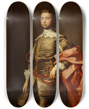 Triptych art skateboard deck of Thomas Hudson John Van Der Wall by Thomas Hudson (1701-1779)