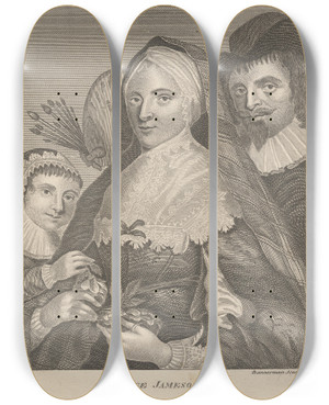 Triptych art skateboard deck of Alexander Bannerman George Jamesone by Alexander Bannerman (1730-1780)