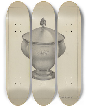 Triptych art skateboard deck of Aaron Fastovsky Silver Sugar Bowl_1 by Aaron Fastovsky