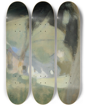 Triptych art skateboard deck of Helene Schjerfbeck The Old Brewery Composition by Helene Schjerfbeck (1862-1946)