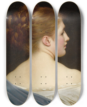 Triptych art skateboard deck of Frederic Leighton Lily by Frederic Leighton (1830-1896)
