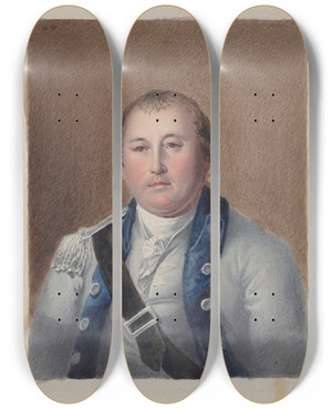 Triptych art skateboard deck of James Barton Longacre William Augustine Washington by James Barton Longacre (1794-1869)