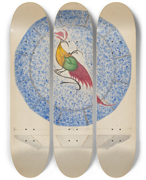 Triptych art skateboard deck of Albert Eyth Plate_1 by Albert Eyth (20-)