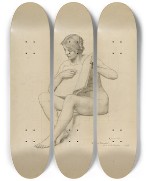 Triptych art skateboard deck of Kenyon Cox Iowa State Capitol Rotunda Education Study For Panel_2 by Kenyon Cox (1856-1919)