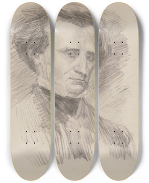Triptych art skateboard deck of James Ensor The Composer Hector Berlioz by James Ensor (1860-1949)
