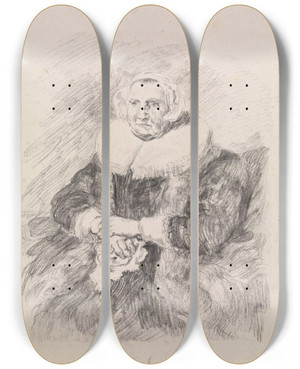 Triptych art skateboard deck of James Ensor Elisabeth Bas by James Ensor (1860-1949)
