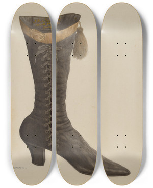 Triptych art skateboard deck of Dorothy Dwin Ladys Boot by Dorothy Dwin