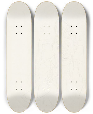 Triptych art skateboard deck of Max Beckmann Portrait by Max Beckmann (1884-1950)