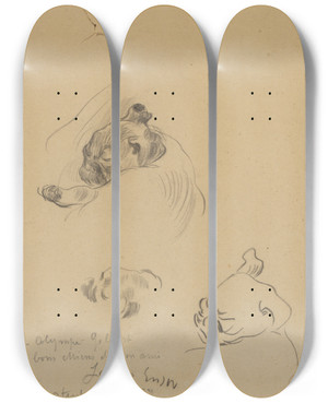 Triptych art skateboard deck of James Ensor De Honden by James Ensor (1860-1949)