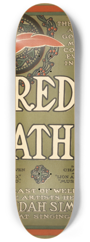 Ackermann-Quigley Litho. Co - Red feather 8.25 inch art skate deck
