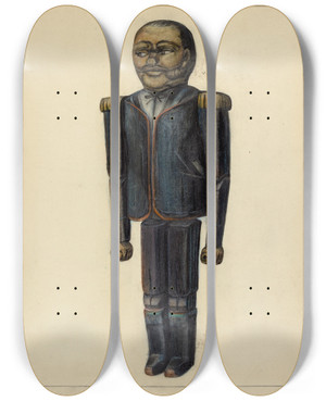 Triptych art skateboard deck of Mina Lowry Dancing Doll_2 by Mina Lowry (1894-1942)